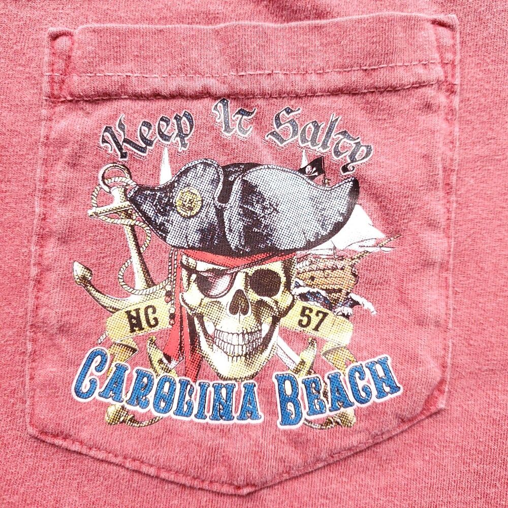 Carolina Beach T Shirt Mens L Skull Pirate Keep it Salty NC Coast Comfort Colors - Picture 3 of 8